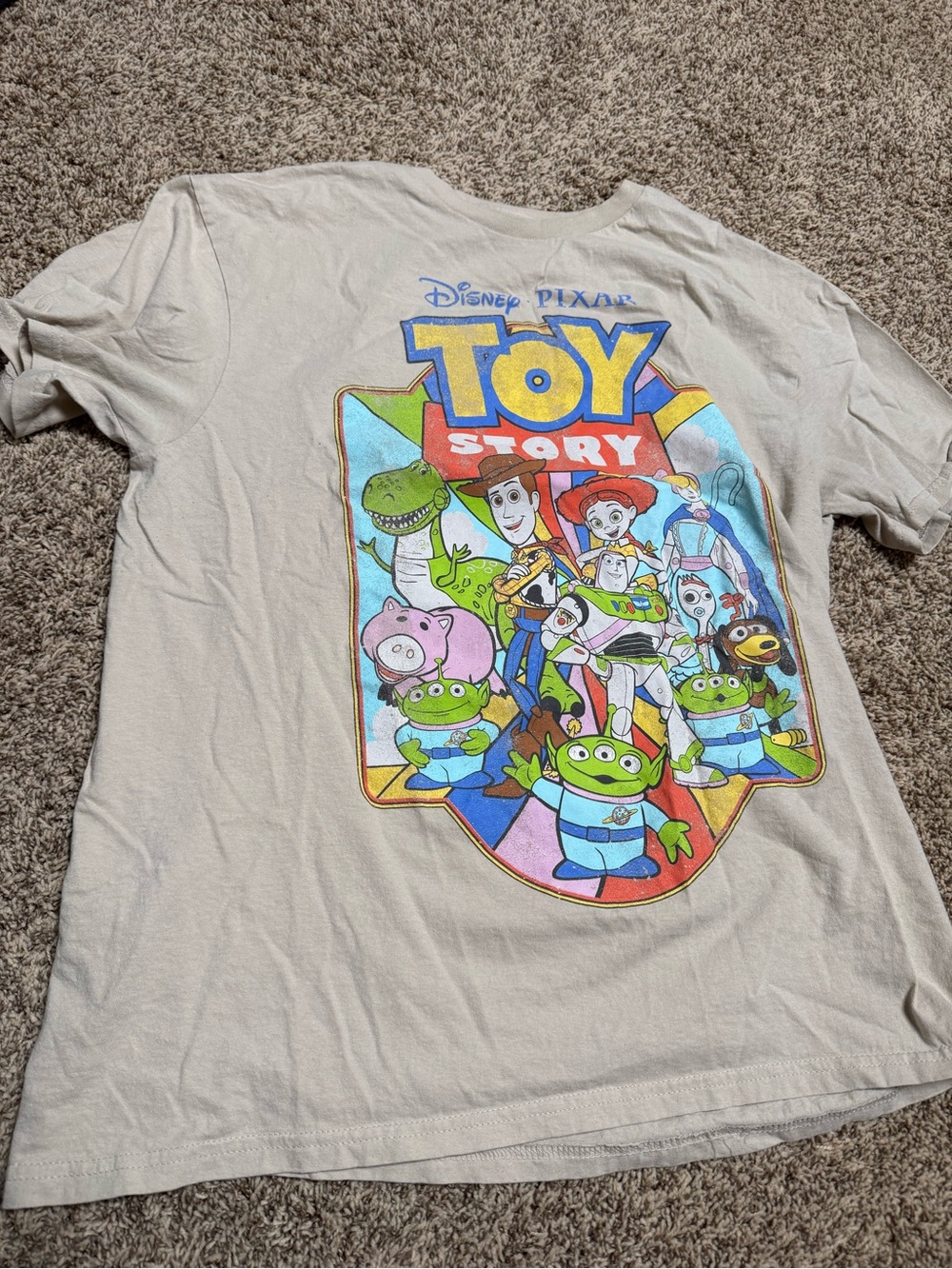 Disney Toy Story Graphic Tee - Beige with Multicolor Print